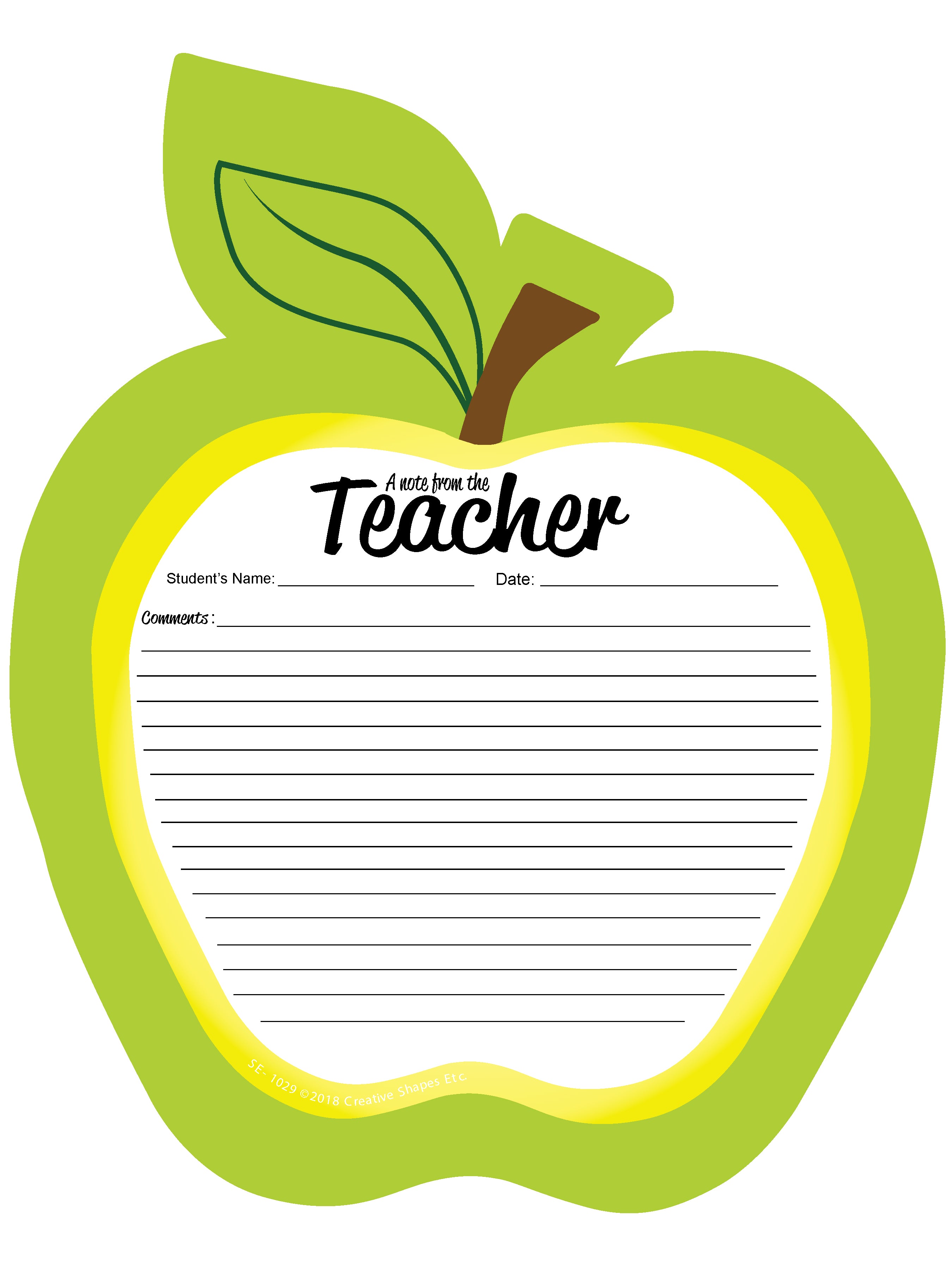 Golden Apple Blank Pad Notes To Parents Creative Shapes Etc