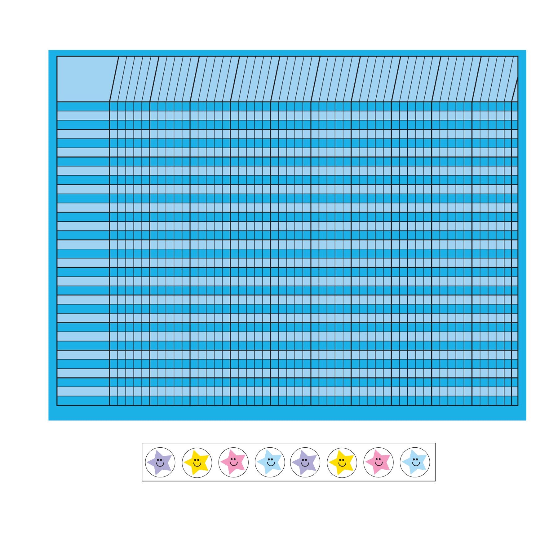 4 Piece Classroom Incentive Chart and Sticker Set - Horizontal Blue