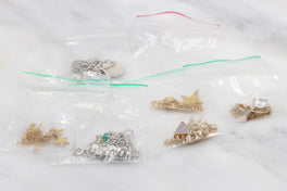 untangled jewellery stored in separate zip lock bags