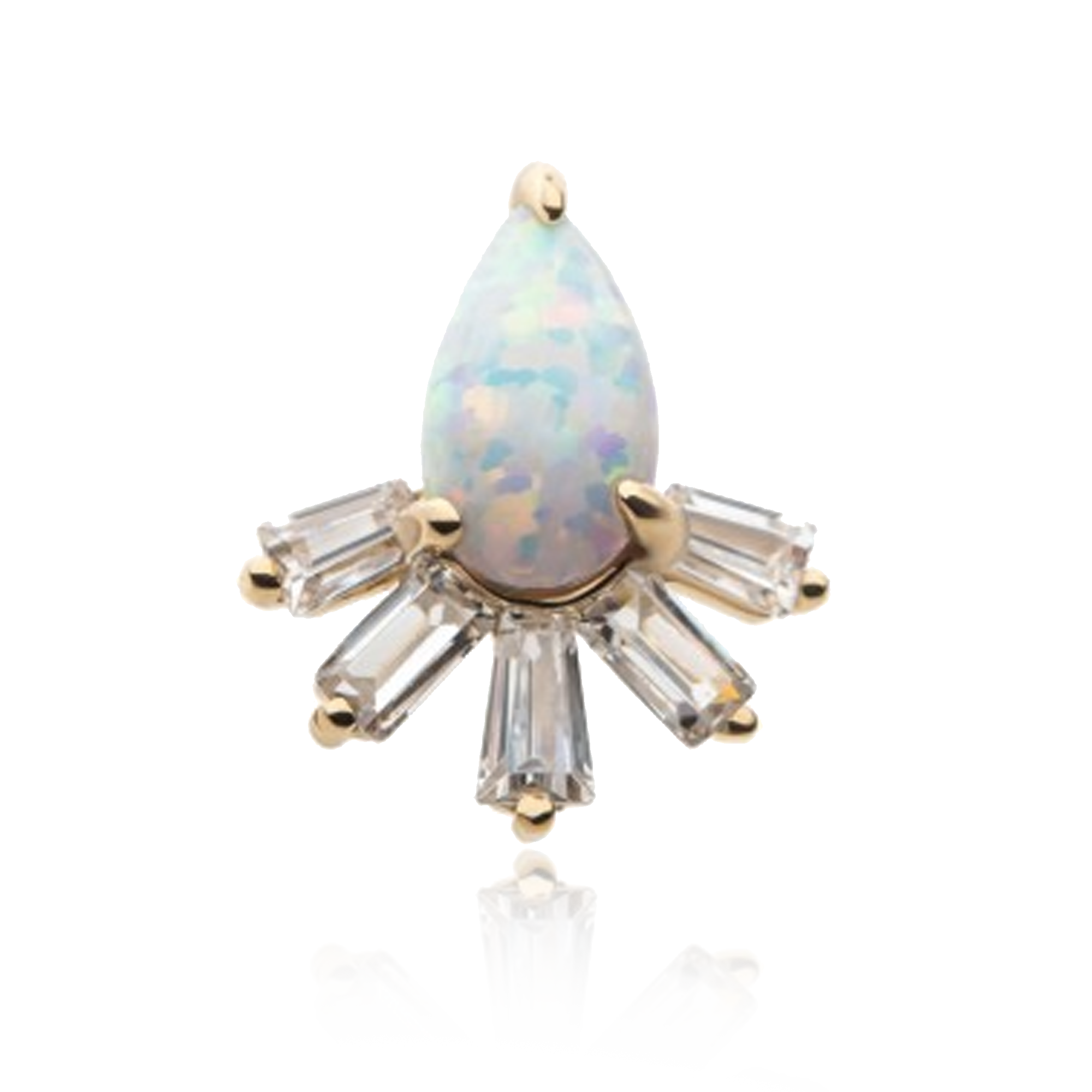 Teardrop Opal with Baguette CZ Threadless Attachment