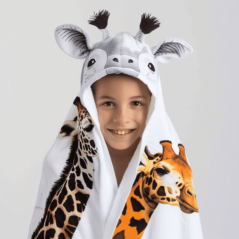 personalized unique animal printed hooded towels for kids