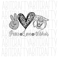 Download Peace Love Wildcats Png Svg Mascot Digital Download Sublimation