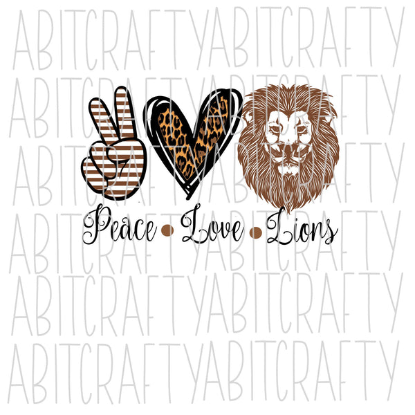 Peace Love Lions Png Svg Mascot Digital Download Sublimation