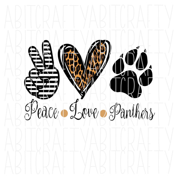 Download Peace Love Panthers Paw Mascot Svg Png Sublimation Digital Downlo