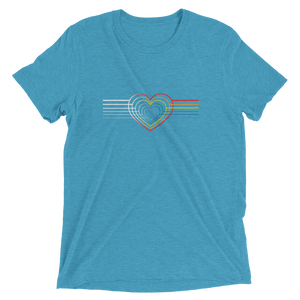 Rainbow Heart Ombre Short Sleeve Tri-Blend Fitted T-Shirt