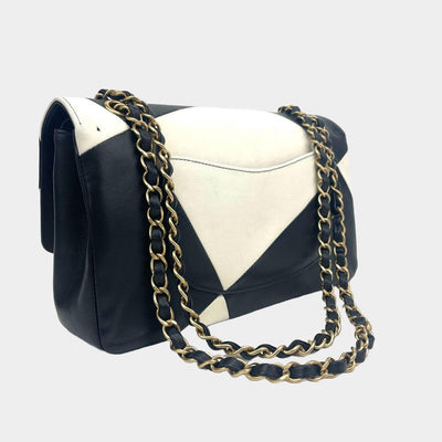 CHANEL Classic Medium Double Flap Bag - Black & White