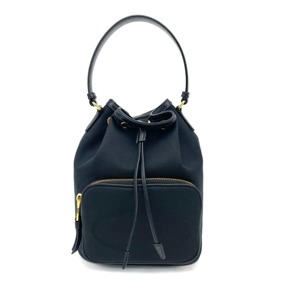 PRADA Saffiano-Trimmed Mini Tessuto Bucket Bag – ALB