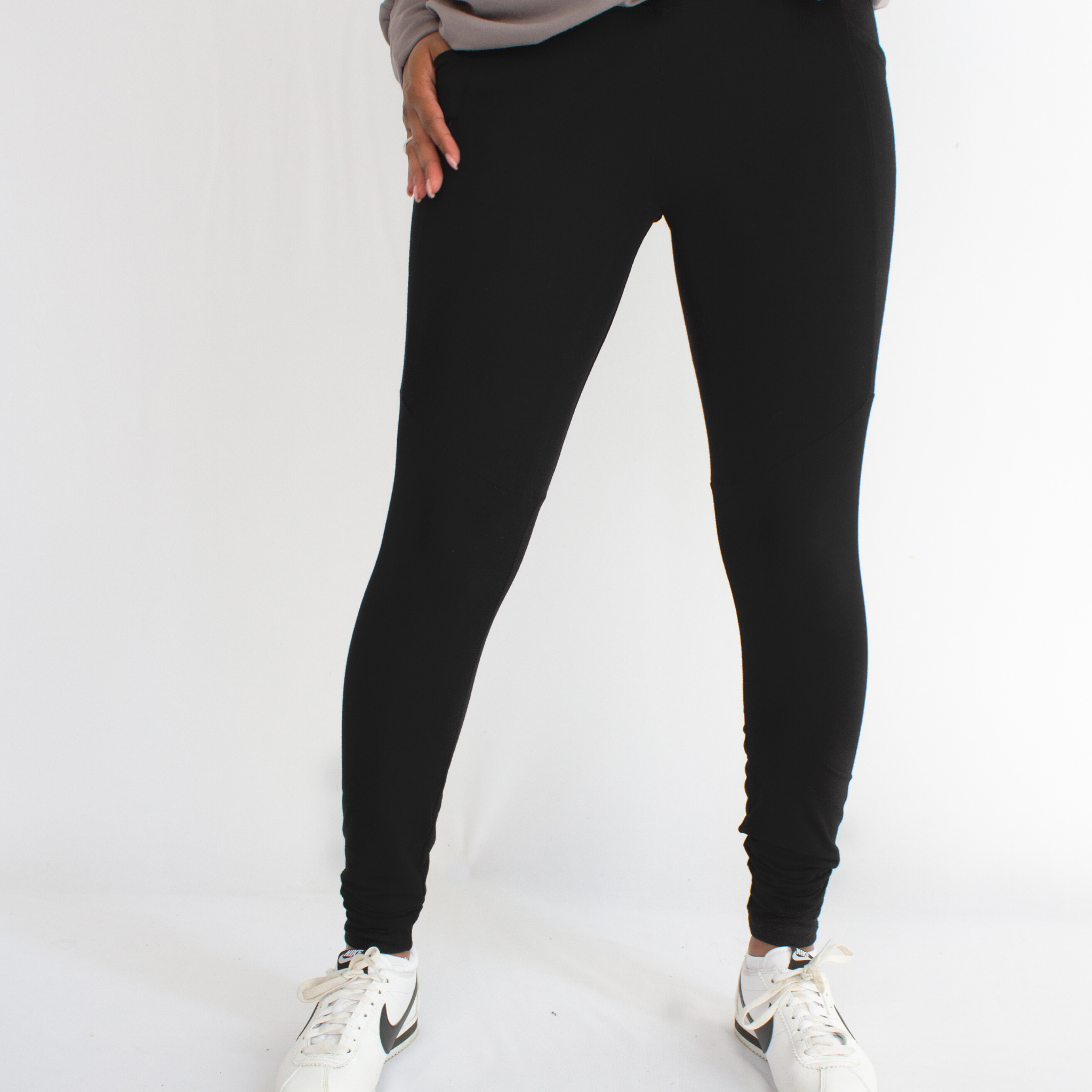 Terry Leggings Pants-Bamboo-Black-Women's Sustainable Ethical