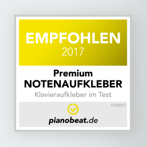 Testsieger Auszeichnung der Belfort premium Notenaufkleber, im Vergleich “Notenaufkleber” 11/2017. Ausgezeichnet von pianobeat.de. 