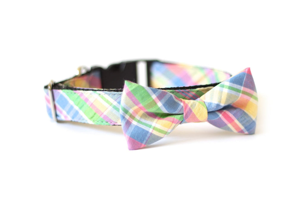 plaid bow tie dog collar