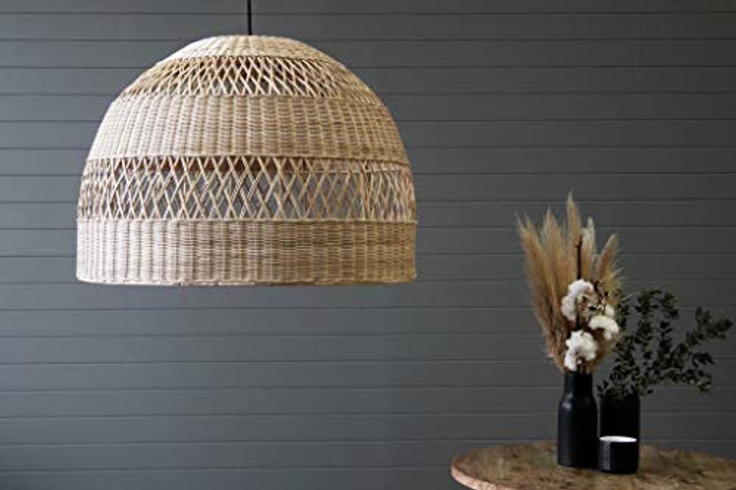 rattan bell pendant