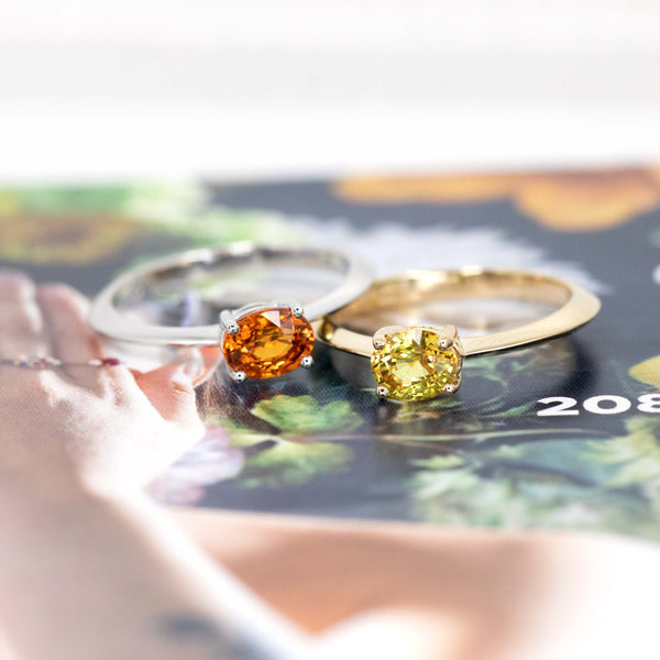 minimalist color gemstone bridal ring by bena jewelry