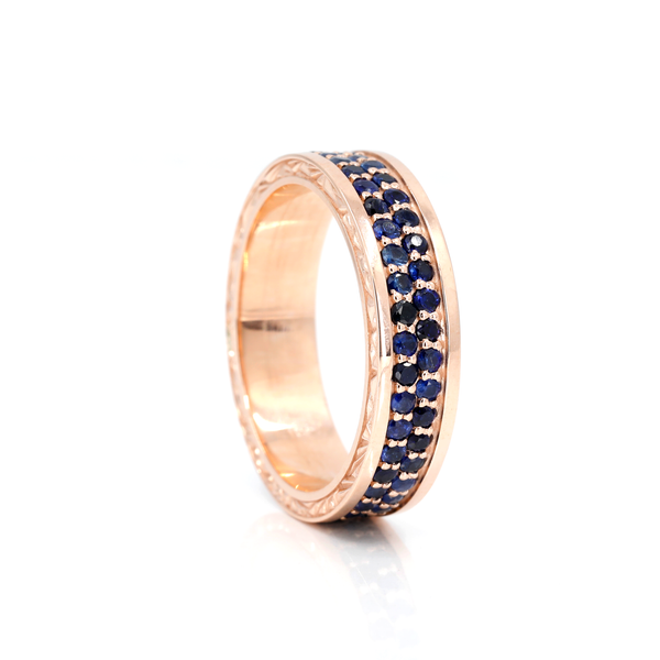 Edgy Fully Eternity Men Rose Gold Ring Custom Made by Bena Jewelry