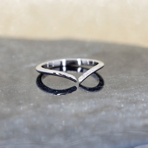 Open Ring Diamond Wedding Band Custom Made by Bena Jewelry