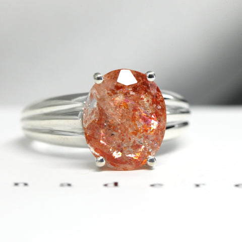 Sunstone Silver Cocktail Ring Bena Jewelry Montreal Fine Jewelry Designer Gemstone Fine Jewelry Custom Made in Montreal