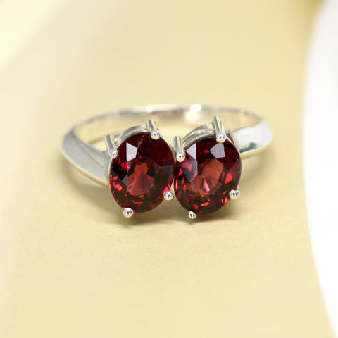 Double Pyrope Garnet Bena Jewelry Cocktail Ring Montreal Made in Canada Fine Jewelry Red Gemstone Bridal Ring Custom Made in Montreal