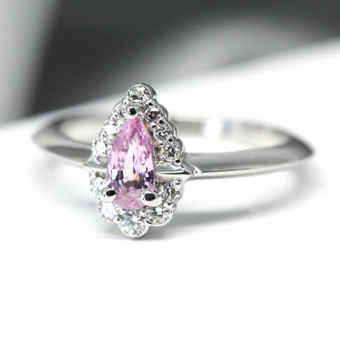 Pink Sapphire Gold and Diamond Bridal Ring