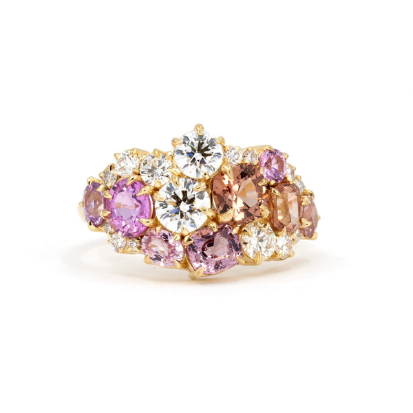 Avalanche Peach Spinel Pink Sapphire Bena Jewelry Custom Made Ring