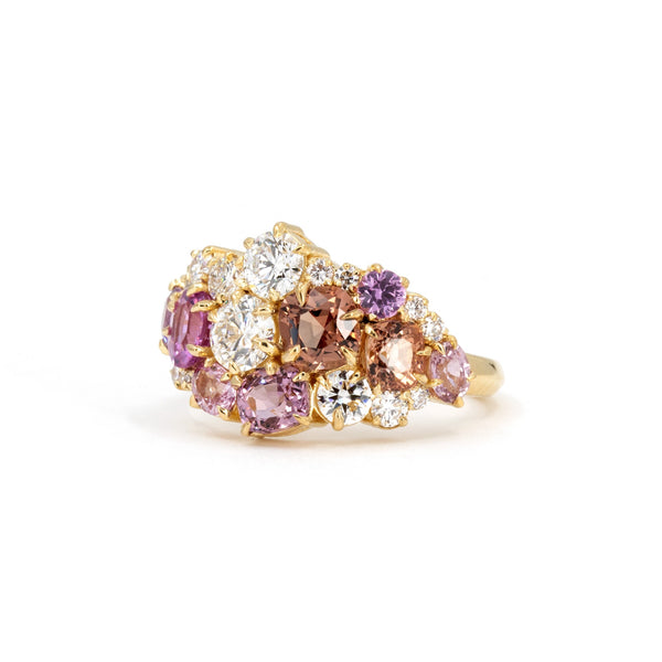 Avalanche Peach Spinel Pink Sapphire Bena Jewelry Custom Made Ring