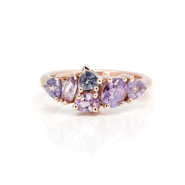 Pink and Purple Avalanche Rose Gold Edgy Statement Ring by Bena Jewelry