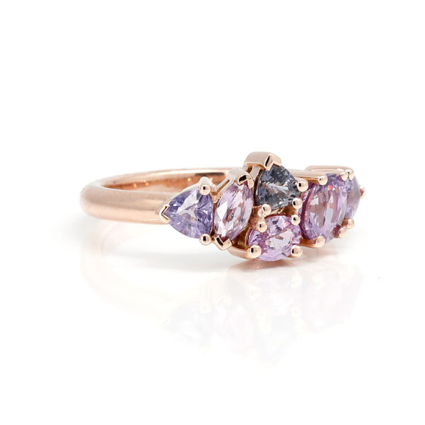 Purple Sapphire Rose Gold Edgy Colored Gemstone Bridal Ring By Bena Jewelry
