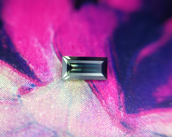 Bi-Color Baguette Shape Teal Sapphire Gemstone By Bena Jewelry