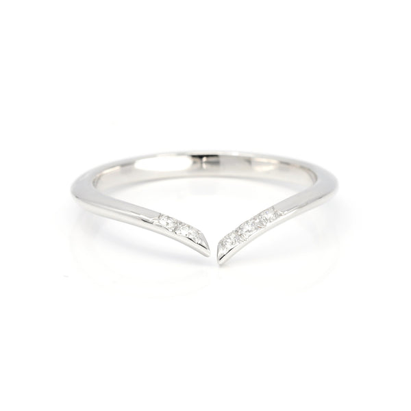 Open Diamond Wedding Band White Gold Ring by Bena Jewelry on White Background