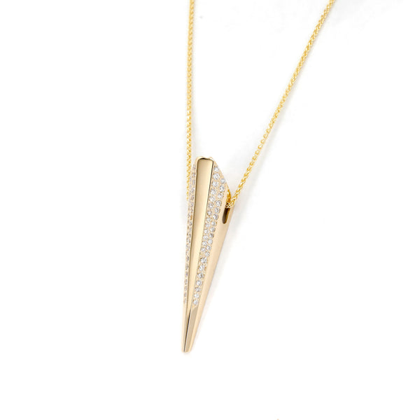 Yellow Gold Pike Pendant With Diamond by Edgy Designer Bena Jewelry