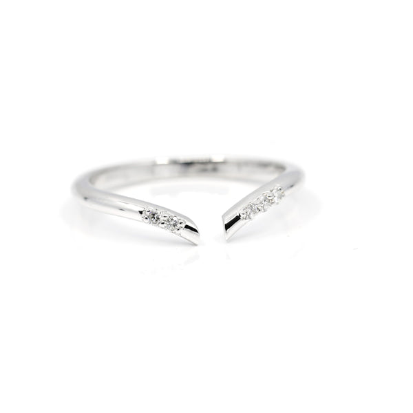 White Gold Diamond Edgy Open Ring by Bena Jewelry