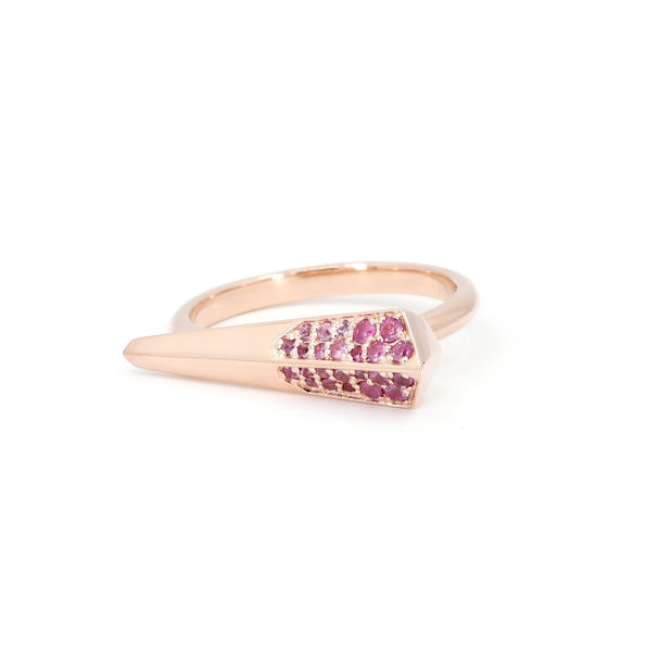 Rose Gold Pink Sapphire Edgy Spine Ring By Bena Jewelry Montreal