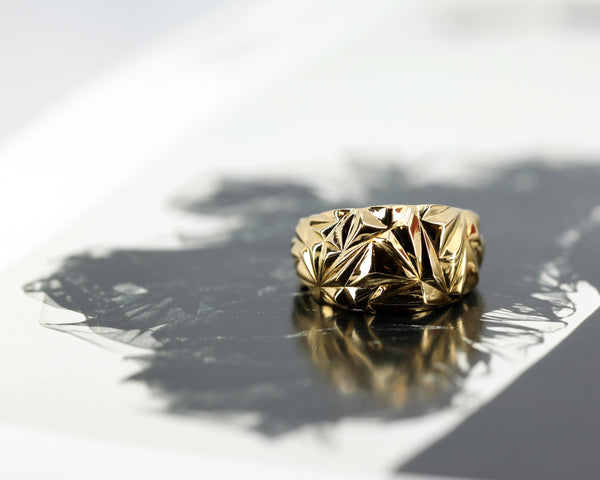 Domed Chiseled Vermeil Gold Bena Jewelry Ring