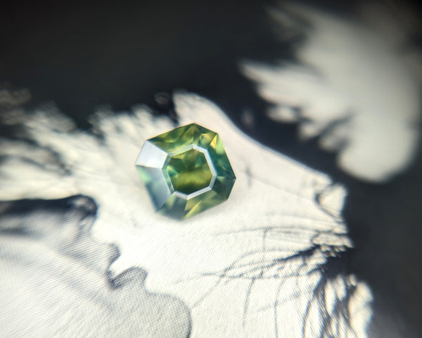 Square Shape Green Opalescent Sapphire Gemstone Bena Jewelry Montreal Designer