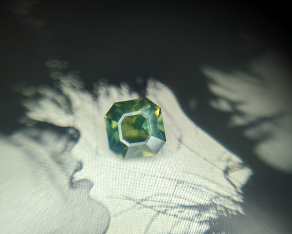 Square Shape Green Opalescent Sapphire Gemstone Bena Jewelry Montreal Designer