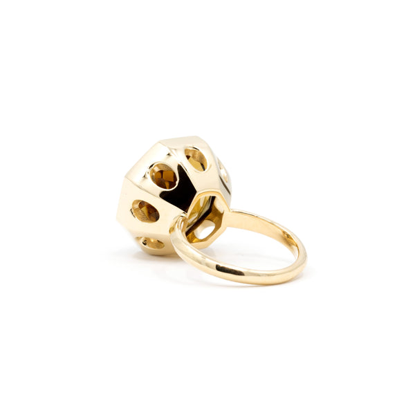 Golden Citrine Statement Ring Octogonal Fancy Cut Gemstone Bena Jewelry