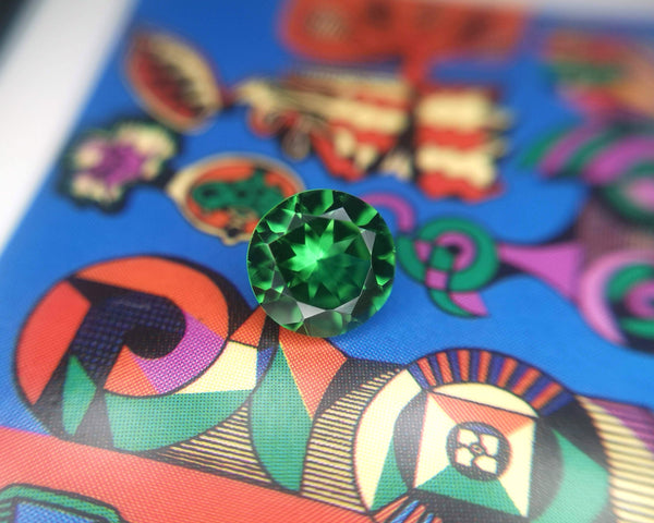 Round Shape Green Tsavorit Garnet Gemstone Montreal By Bena Jewelry