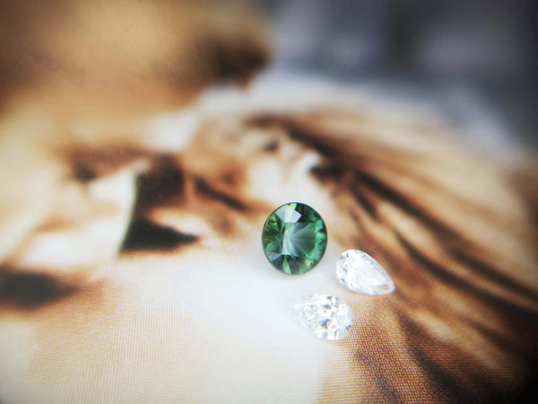 Dark Green Round Sapphire Gemstone Bena Jewelry Montreal