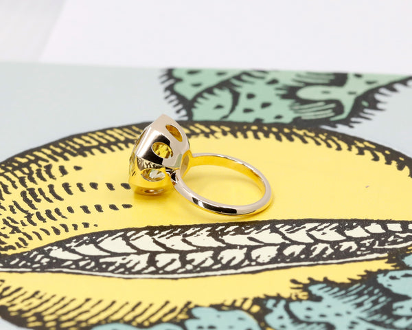 Side View of Yellow Gold Statement Lemon Quartz Bena Jewelry Ring