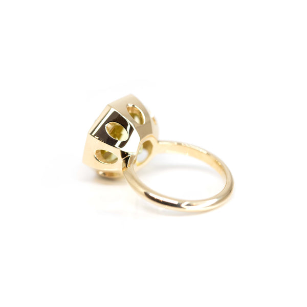 Yellow Gold Statement Ring Custom Made in Montreal by Bena Jewelry on a White Background