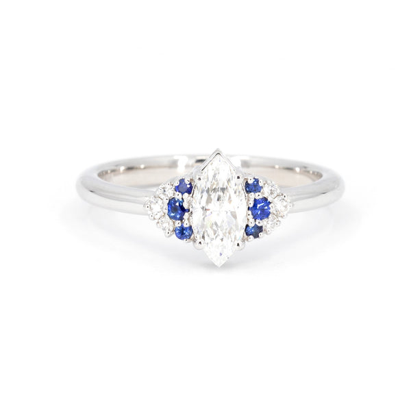 Marquise Shape Diamond and Sapphire Bridal Bena Jewelry