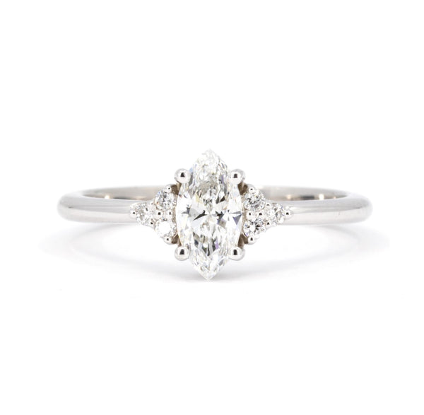 Marquise Shape Diamond Desir Ring White Gold Engagement Ring by Bena Jewelry