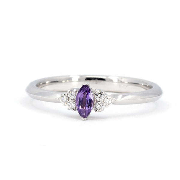Purple Sapphire Marquise Shape Desir Diamond Engagement Ring by Ruby Mardi