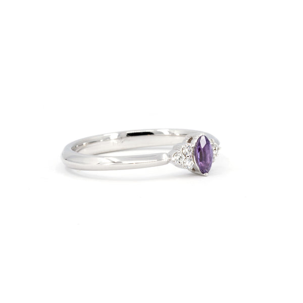 Purple Sapphire Marquise Shape Desir Diamond Engagement Ring by Ruby Mardi