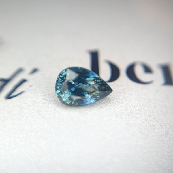 Pear Shape Teal Sapphire Gemstone Custom Made Jewelry Montreal by Ruby Mardi
