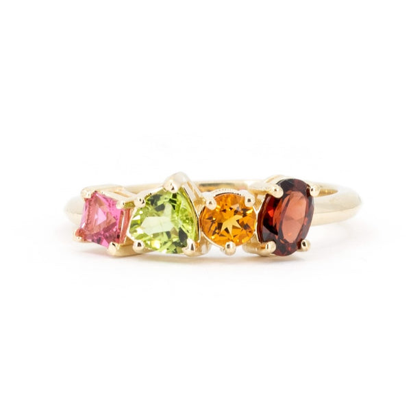 Multi Color Colored Gemstone Yellow Gold Ring