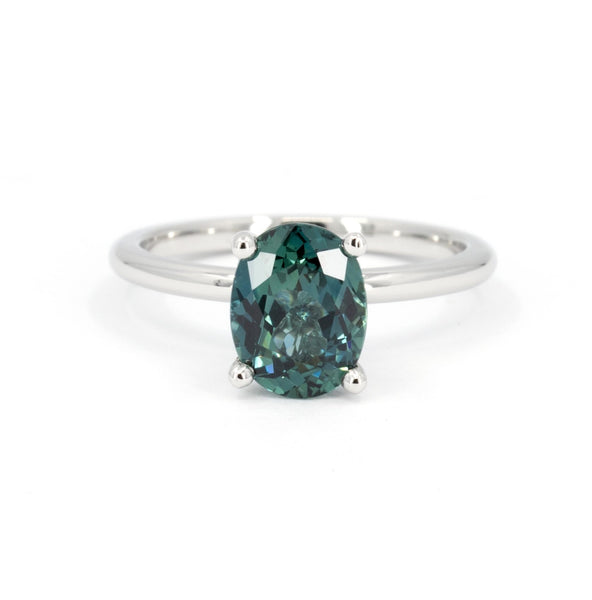 Oval Shape Australian Sapphire Platinum Engagement Ring by Bena Jewelry