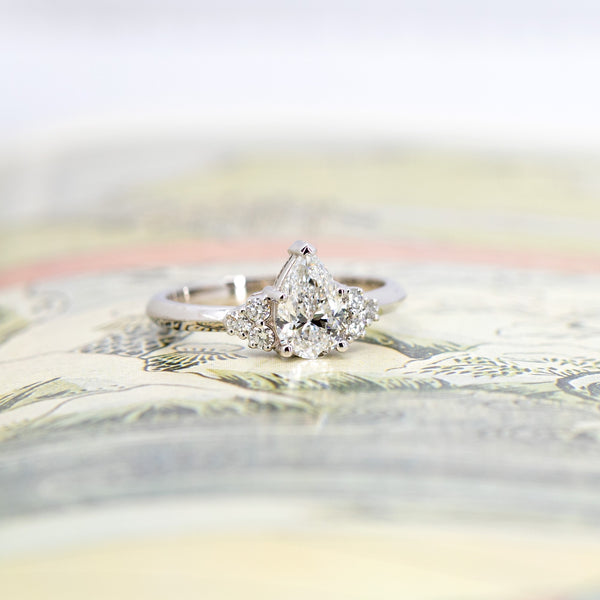 Pear Shape Diamond White Gold Engagement Ring Bena Jewelry