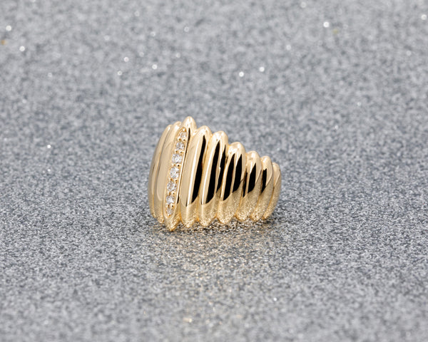 Edgy Yellow Gold Diamond Ring By Bena Jewelry Montreal