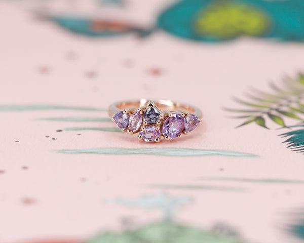 Pink and Purple Rose Gold Sapphire Bena Jewelry Ring