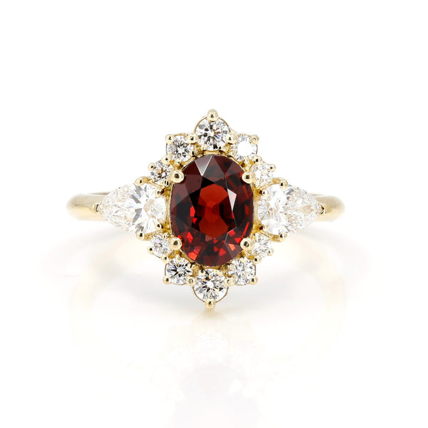 pyrope garnet diamond yellow gold ring made in montreal by bena jewelry