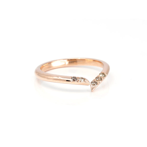 Rose Gold Diamond Open Ring Brown Diamond by Bena Jewelry